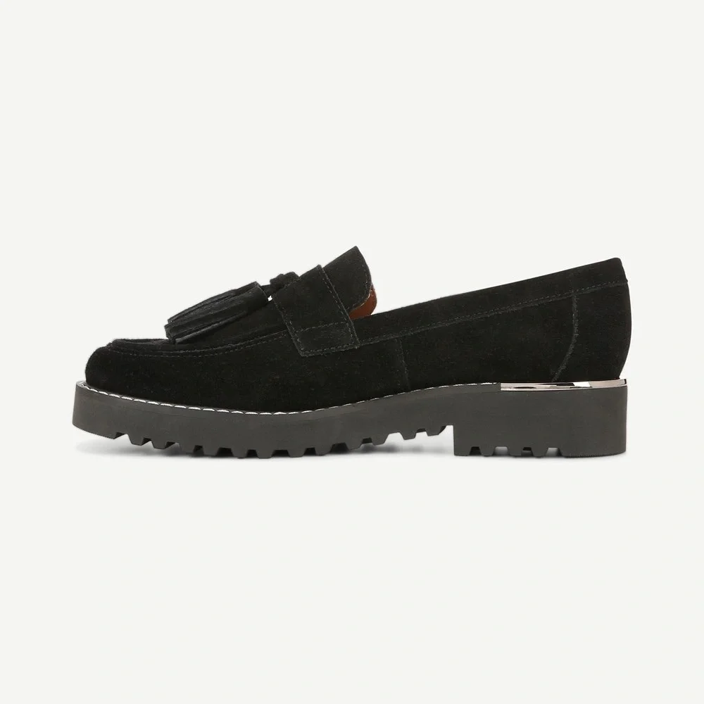 Franco Sarto CAROLYNN Tassel Loafer - Black Suede 6.5